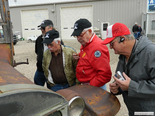 Admiring a truck at the Lewis Automotive Museum